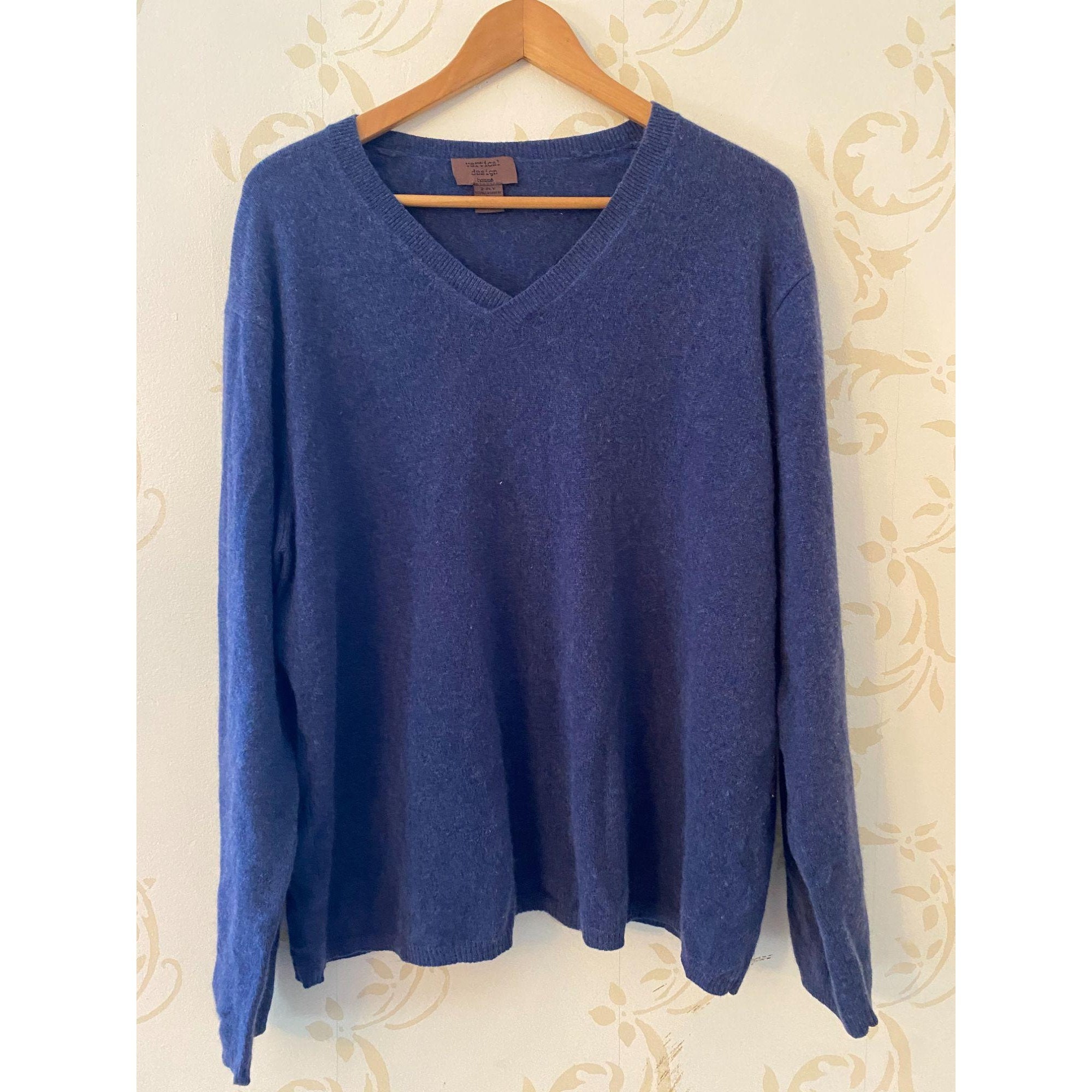 Vertical Design Cashmere Blue Sweater 