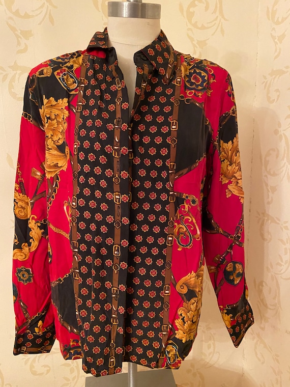 Vintage Talbots 100% Silk Stunning Blouse Ladies 8