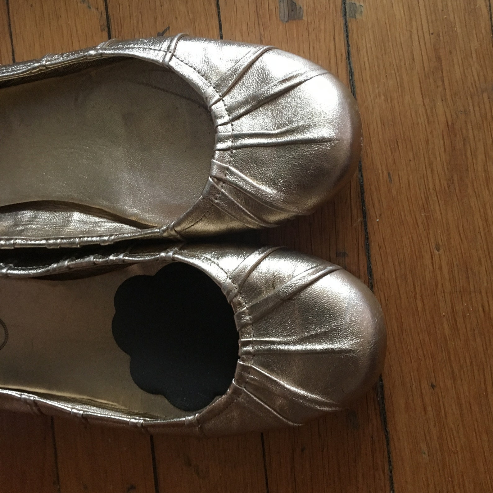 prada 100% authentic leather gold ballet shoes 8.5