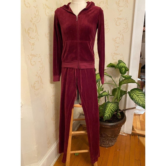 2pc Juicy Couture Velour Burgundy Track Suit Ladie