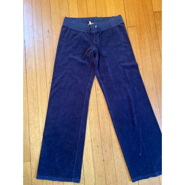 Ladies Small Juicy Couture Blue Velour Pants Inseam 31"