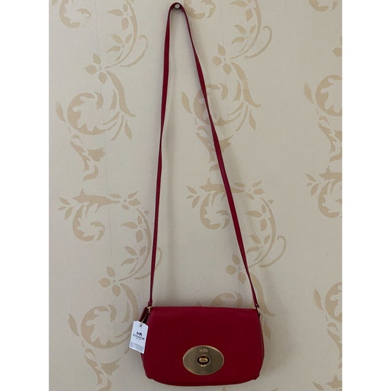 New NWT Coach Red Pebble Leather Brass Turn Lock … - image 5