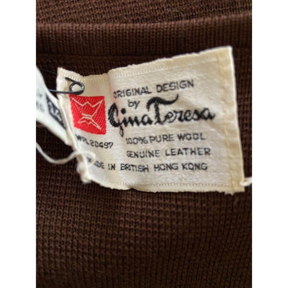 Vintage Gina Teresa 100% Wool/Leather Sweater Vest - image 3