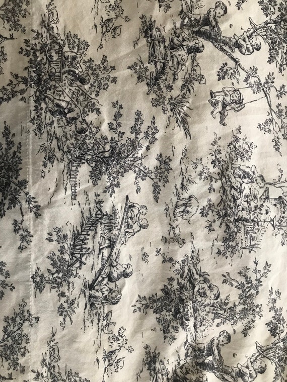Baby French Country Toile Curtain Black White Length 58 Baby French Country Toile Curtain Black, French Country Curtains