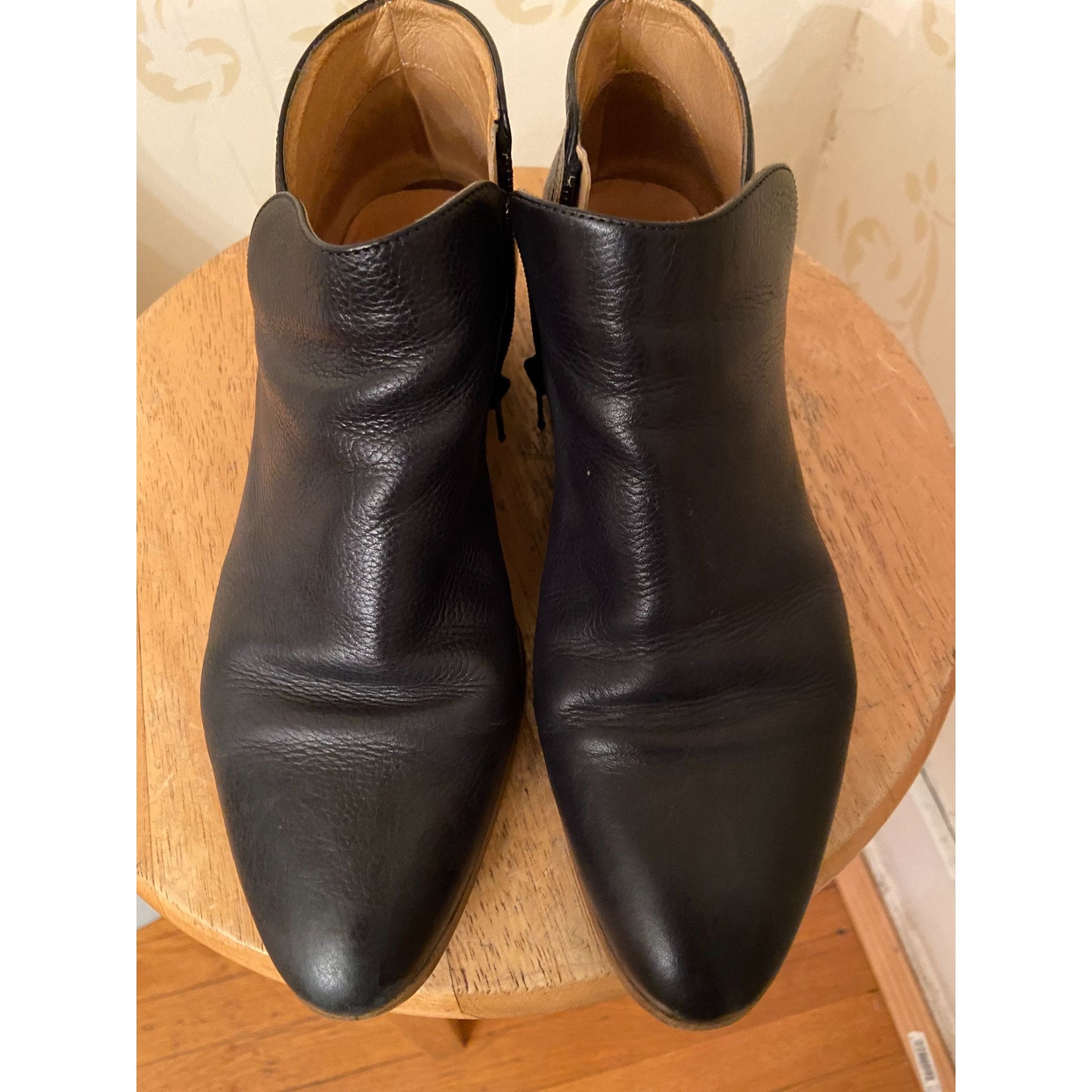 alder Skrøbelig support Lavorazione Artigiana Black Leather Bootie Shoes Ladies Size - Etsy
