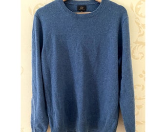 Men's  J.CREW Cariaggi  Italian 100%  Cashmere Slate Blue Sweater Medium