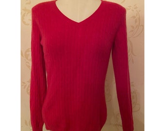 Boo Gemes 100% Cashmere Pink Cable Sweater Ladies Small