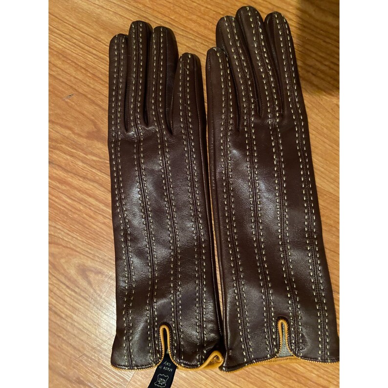 New Ladies 7 5 Florence-Italy Madova Beautiful Leather Stitched Gloves