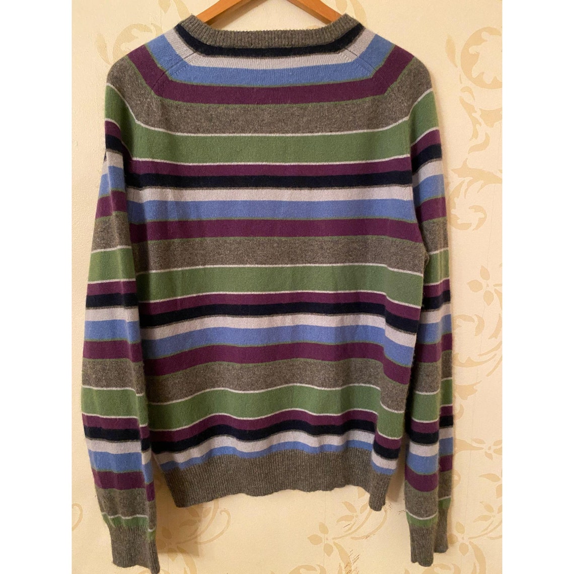 Grant Thomas Stripe 100% Cashmere Sweater Men's Size | Etsy