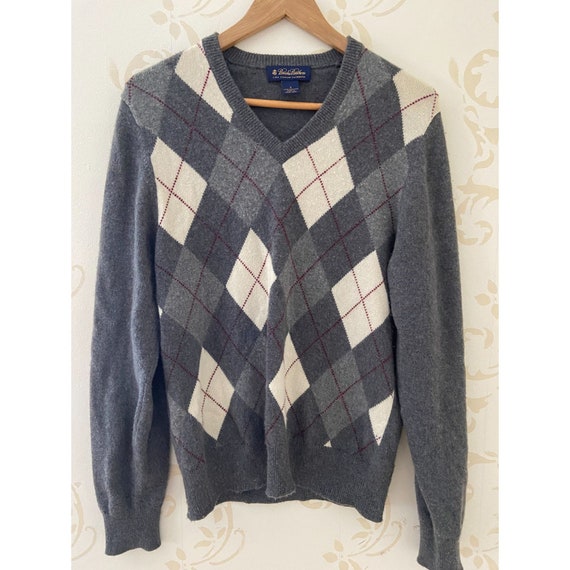 Cashmere 3ply Argyle Sweater Small 