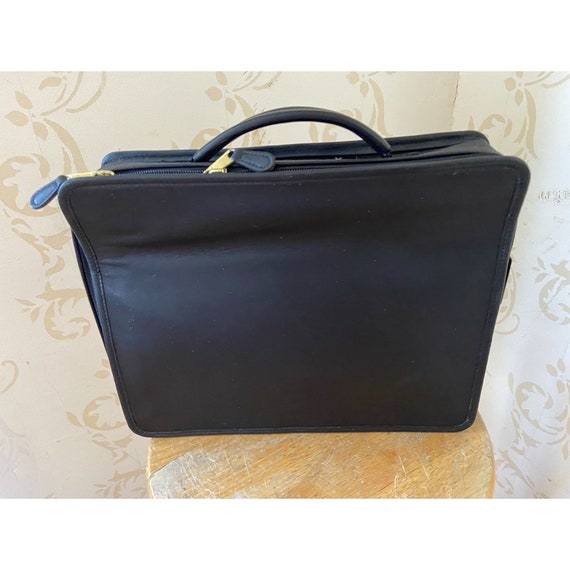 Coach Black Leather/Canvas Laptop Crossbody Bag Gem