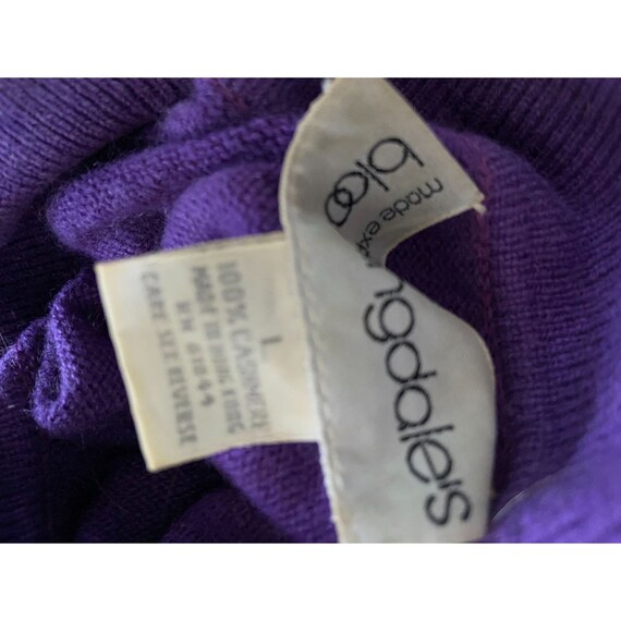 Ladies Large Bloomingdales Purple 100% Cashmere T… - image 2