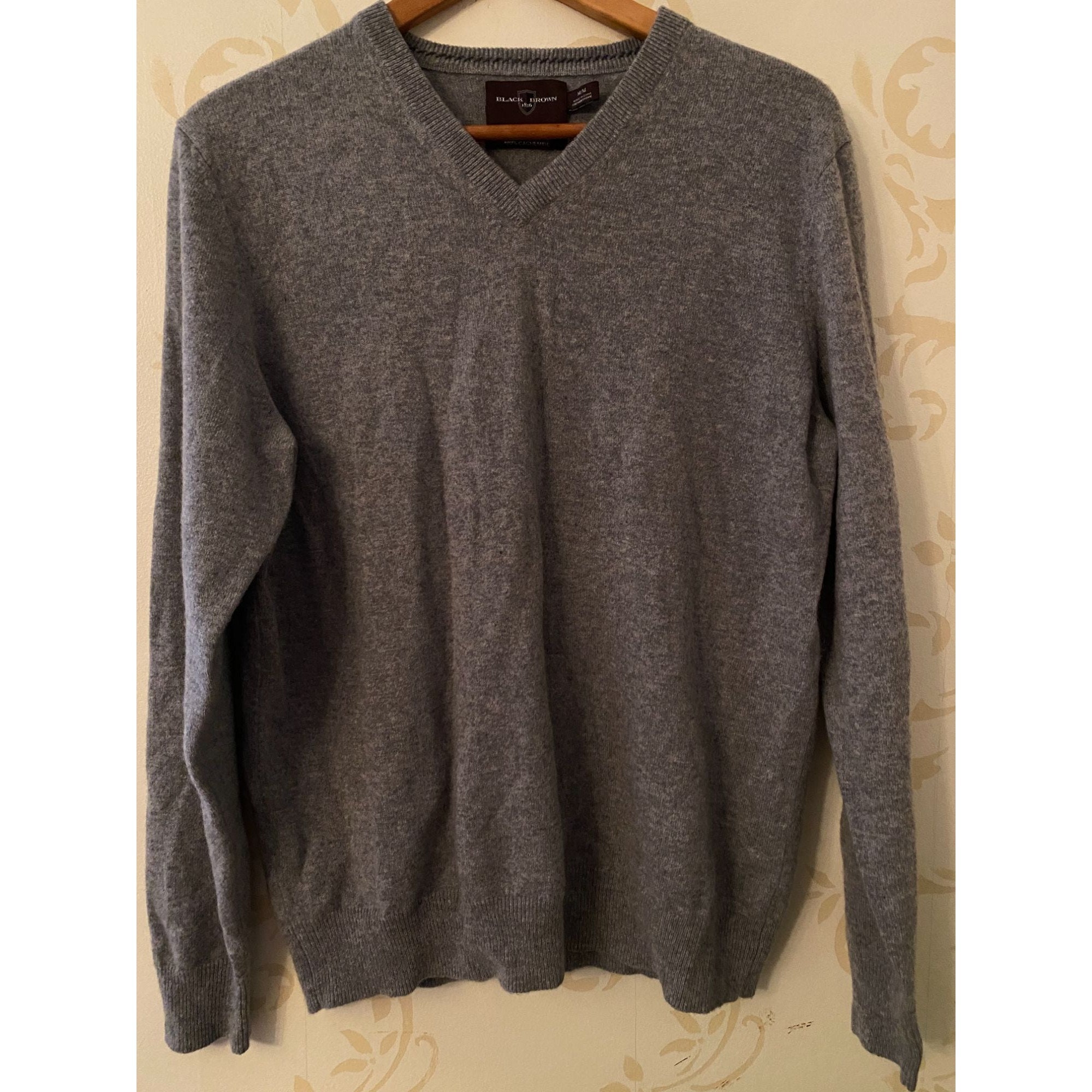 Black Brown 1826 100% Cashmere V-neck Sweater Large - Etsy New Zealand