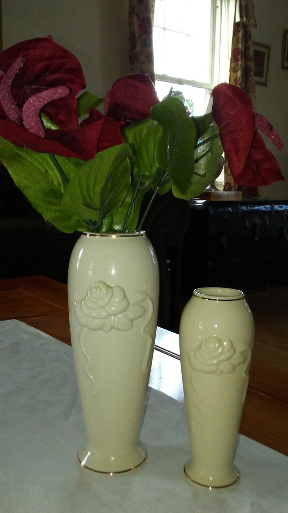 Lenox china vases one 1 7 1 2" high and one 1 5 1 2" high lenox china vases one 1 7 12 high and