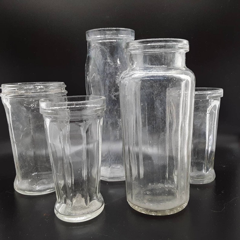Vintage/antique Ribbed Condiment Jar Collection Five 5 Etsy