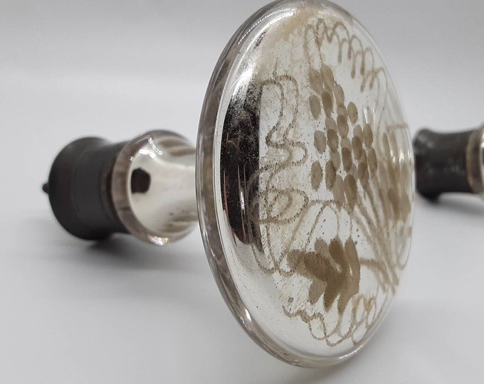 Antique Mercury Glass Drapery Finial Ends Pair With Grape Etsy