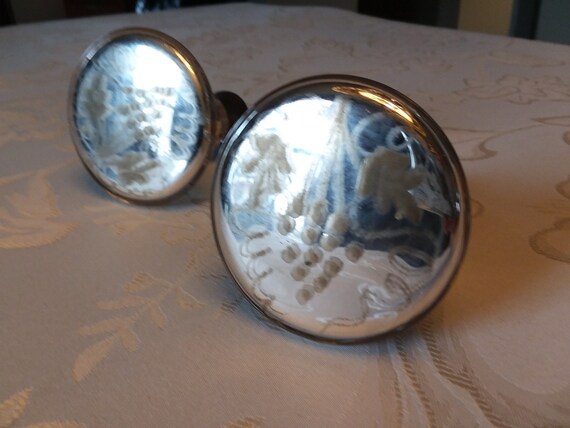 Antique Mercury Glass Drapery Finial Ends Pair With Grape Etsy