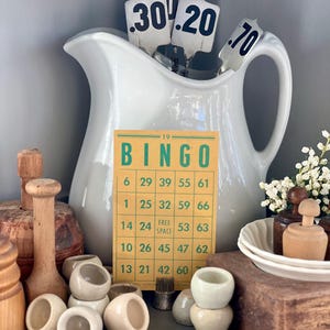 Lot de 4 cartes de bingo vintage, décor de ferme