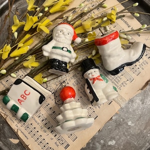 Vintage Goebel West Germany Ceramic Christmas Ornaments Set of 5