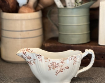 Antique Mellor Taylor England Brown Transferware Gravy Boat