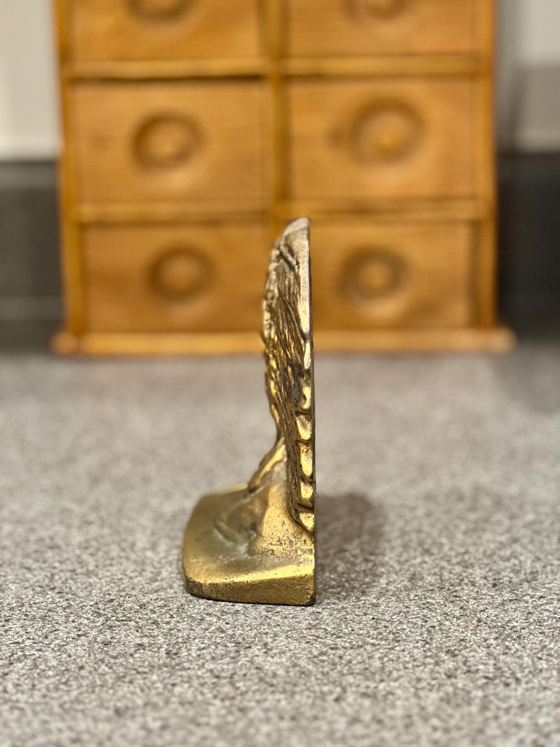 Rare Antique Native American Indian Chief Brass Bronze Metal