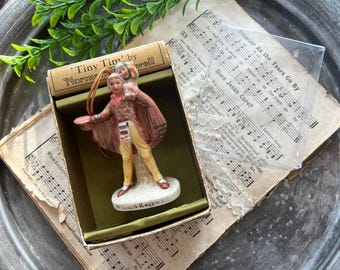 Vintage Norman Rockwell Tiny Tim Porcelain Ornament Made in Japan