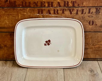 Antique 1891 Wedgwood England Ironstone Tea Leaf Copper Luster Platter