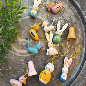 Vintage Hand Painted Wood Easter Ornaments