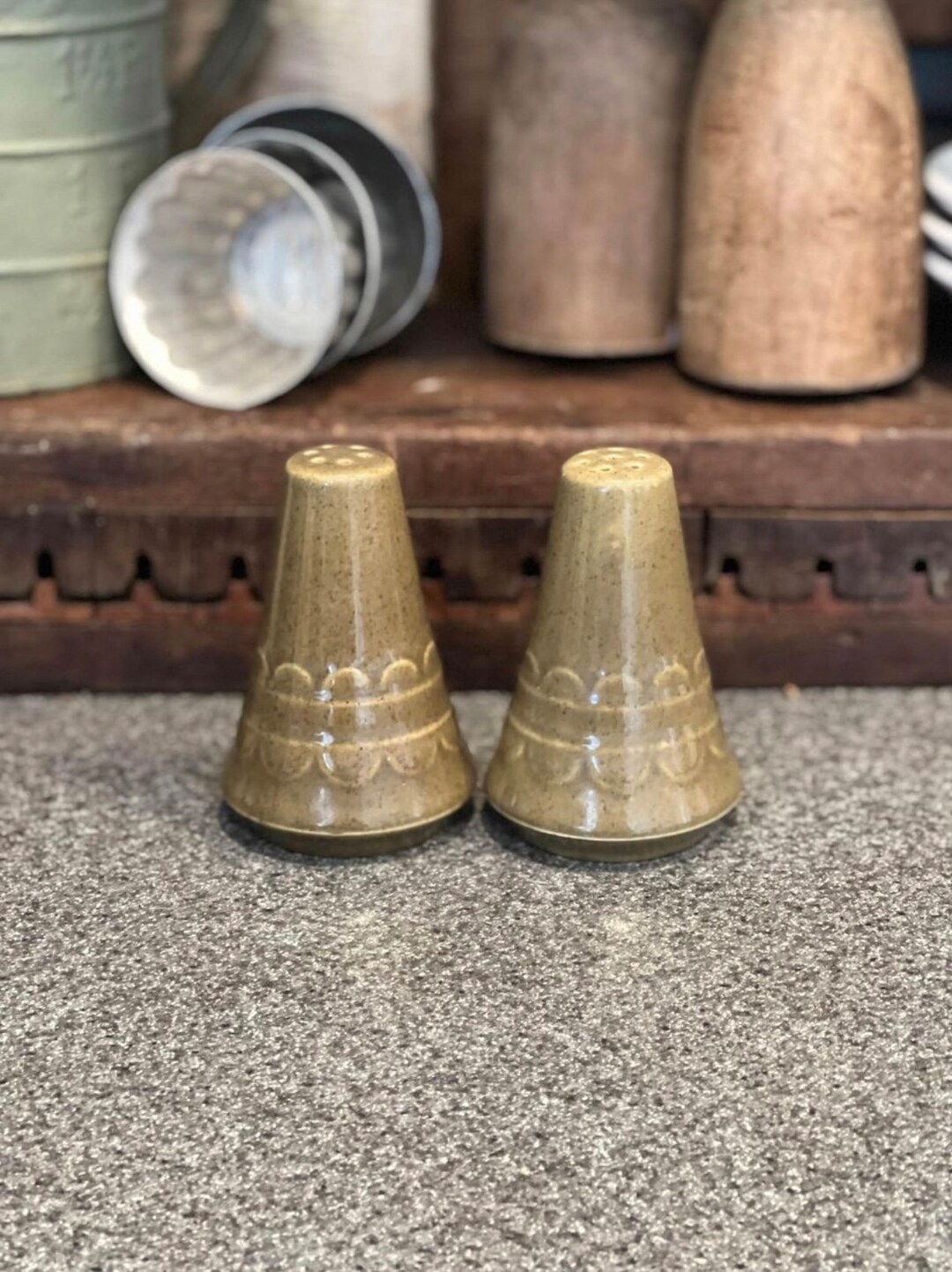 Vintage Green Coventry Castilian Salt and Pepper Shakers Etsy