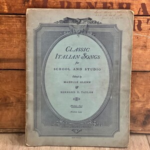 Antique 1936 Classic Italian Songs for School and Studio Book