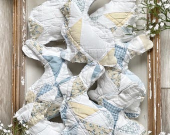 Handmade Antique Cutter Quilt Bunny Rabbit Pillows Bowl Filler Tuck Ins