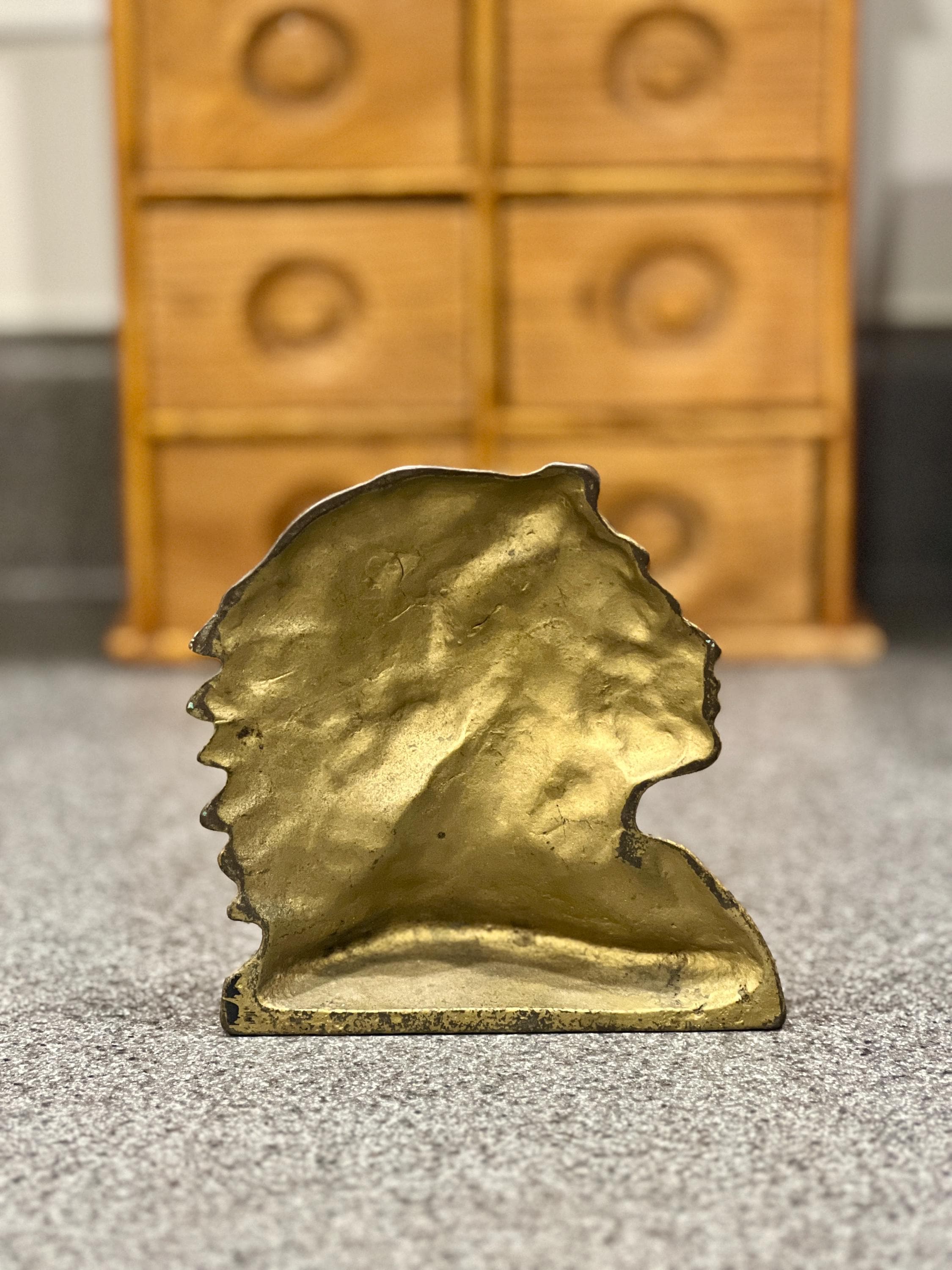 Rare Antique Native American Indian Chief Brass Bronze Metal