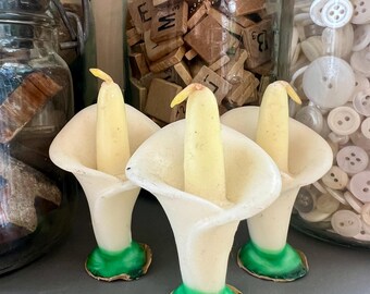 Vintage Gurley Calla Lily Wax Candles Set of 3