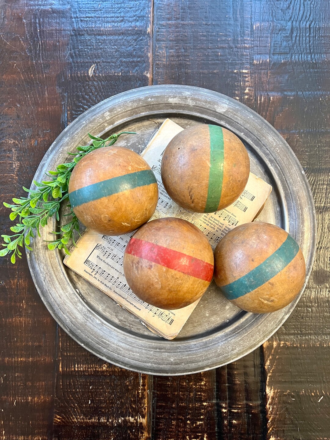 Antique Wood Croquet Bocce Pentanque Balls Set of 4 Etsy