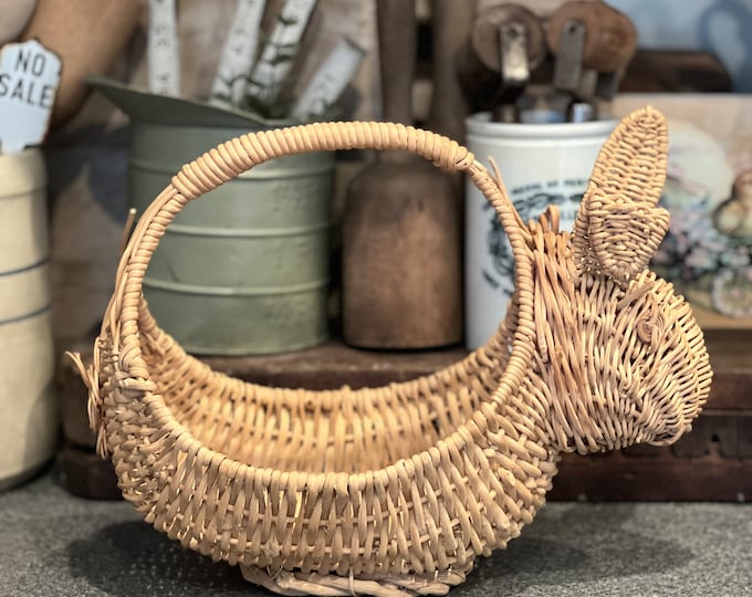 Vintage Wicker Bunny Rabbit Basket - Etsy