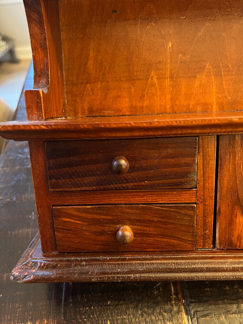 Vintage 2 Tier Multi Drawer Wall Hanging Table Top Wood Spice Rack Shelf Etsy