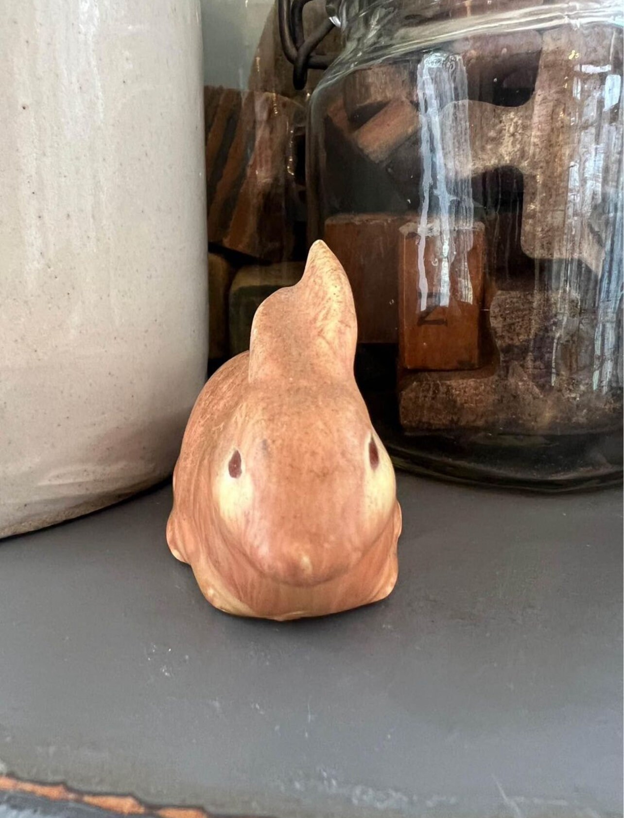 Vintage Chubby Brown Bunny Ceramic Figurine - Etsy