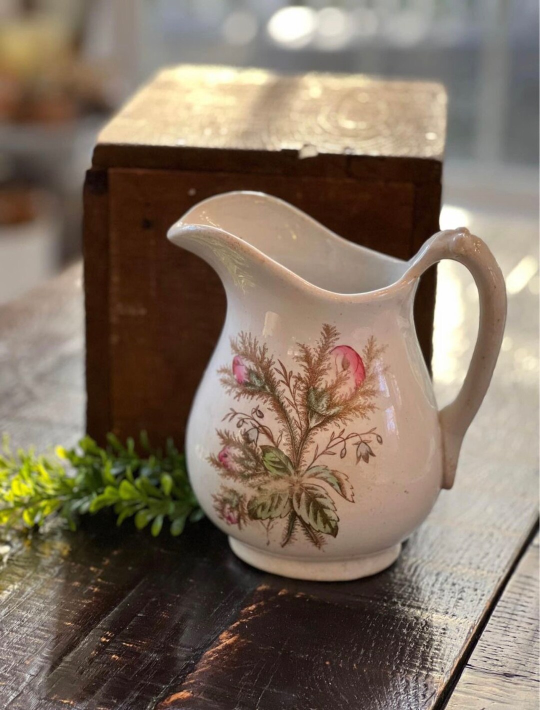 Antique Ott & Brewer Stained Ironstone China Pitcher Etsy