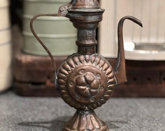 Vintage Egyptian Copper Teapot Ewer Pitcher