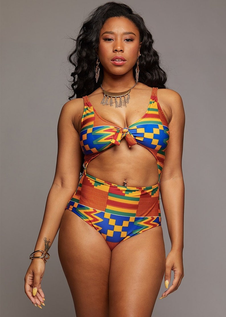 orange and blue swimsuit