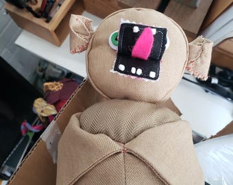 Arnold and Palmer - Suitable Beast - Noddling - Handmade Stuffed Beast - Soft Sculpture - Upcycled Suit - Heirloom Plush