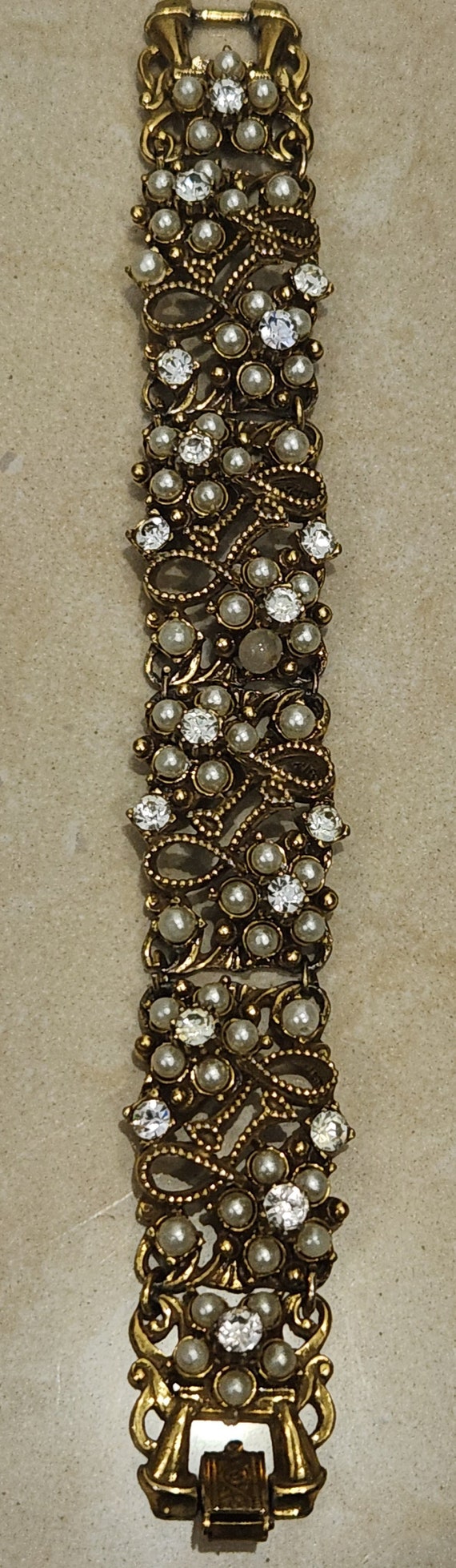 Vintage Florenza, Gold Tone, Faux Pearl Bracelet, 