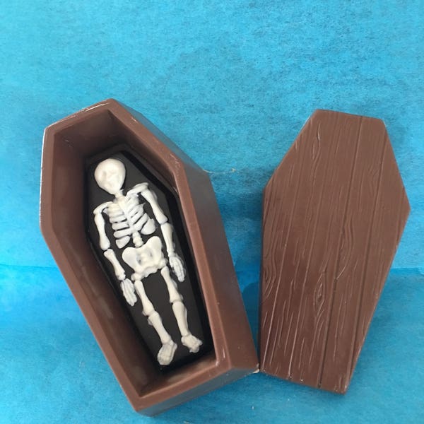 Chocolate skeleton and casket