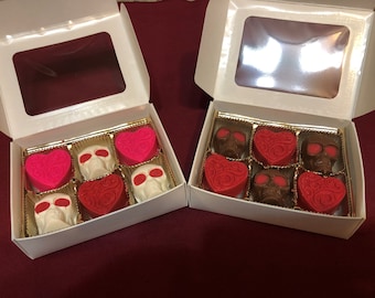 Caramel hearts and skulls 6/package