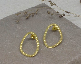 Hammered Gold Studs, Geometric Stud Earrings, Gold Vermeil