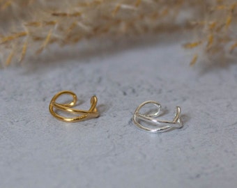 Crossover Ear Cuff, Silver Cuff Earring, Gold Vermeil Cuff, Non Pierced Helix Earring