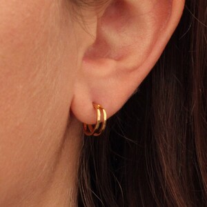 Gold Hoops, Gold Vermeil Hoop Earrings, Minimal Hoops, Stud Hoops, Small Gold Hoops, Gold Bar Hoop Earrings