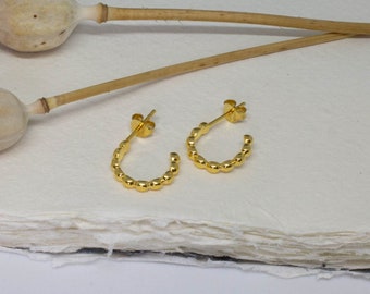 Gold Hoop Earrings, Gold Ball Hoops, Minimal Gold Hoops, Stacking Earrings