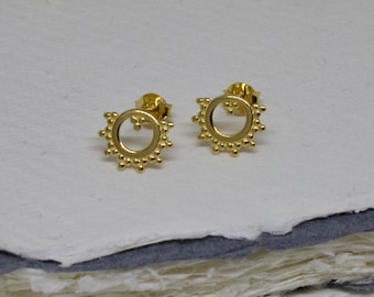 Gold Stud Earrings, Open Circle Studs, Stacking Earrings, Boho Gold Earrings, Everyday Studs