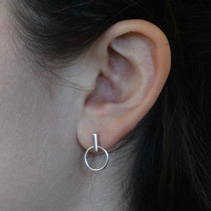 Silver Stud Earrings, Open Circle Studs, Silver Geometric Studs, Sterling Silver Earrings, Minimal Silver Jewellery
